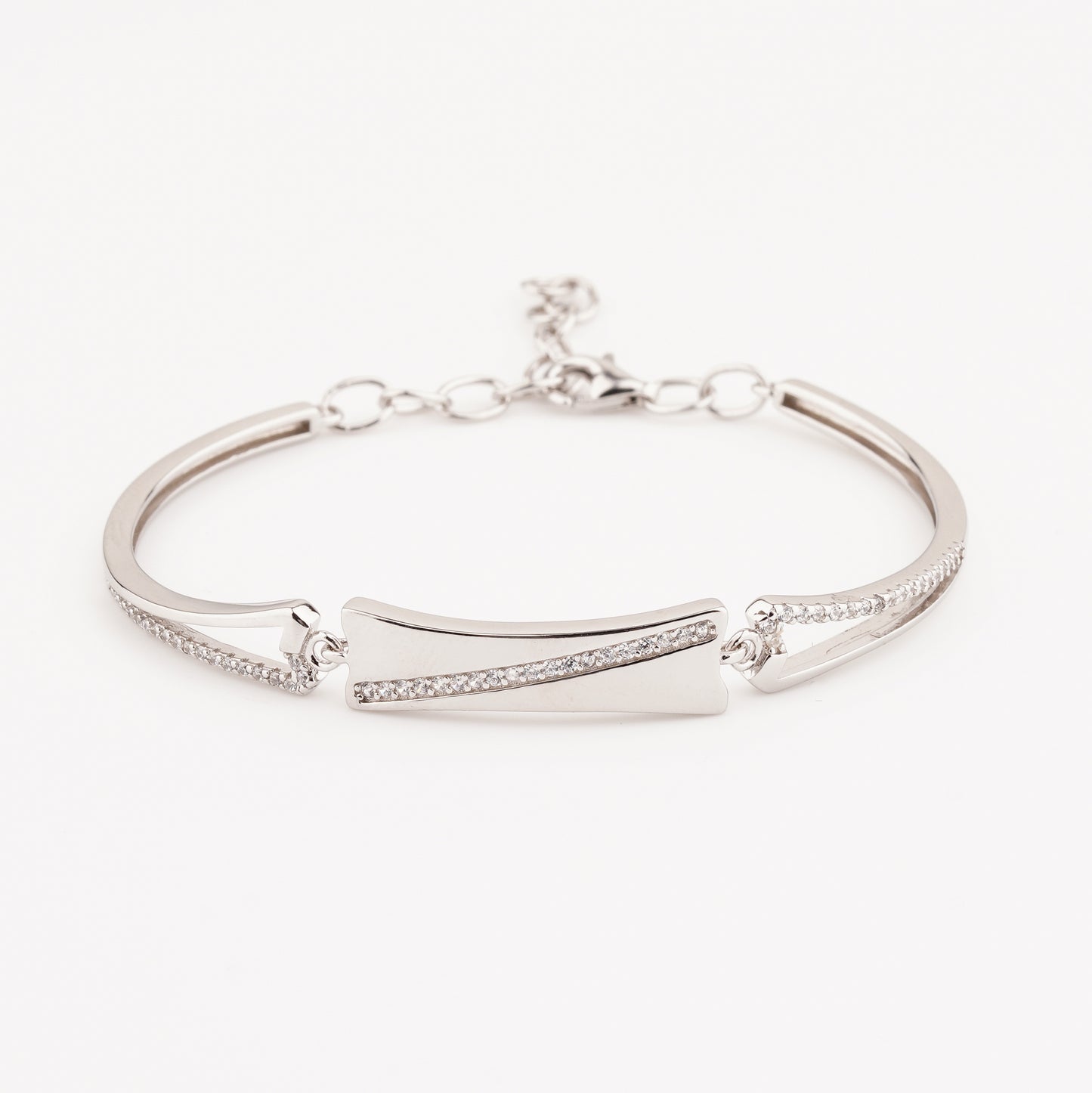 925 Starling Silver Square Bar Adjustable Ladies Kada Bracelet