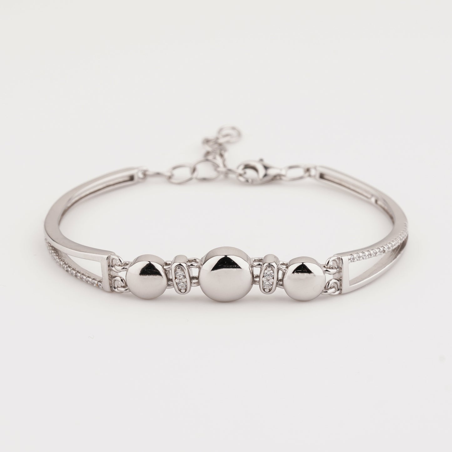 925 Sterling Silver Round Shape Adjustable Ladies Kada Bracelet