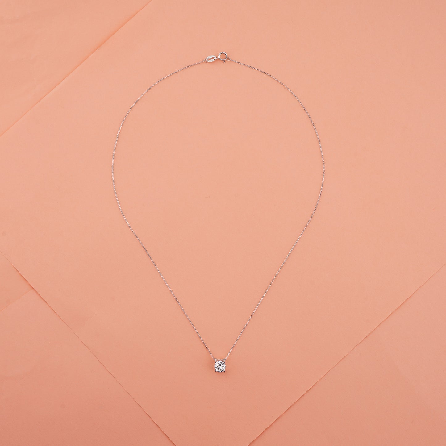 925 Starling Silver Singal Stone Solitar Necklace