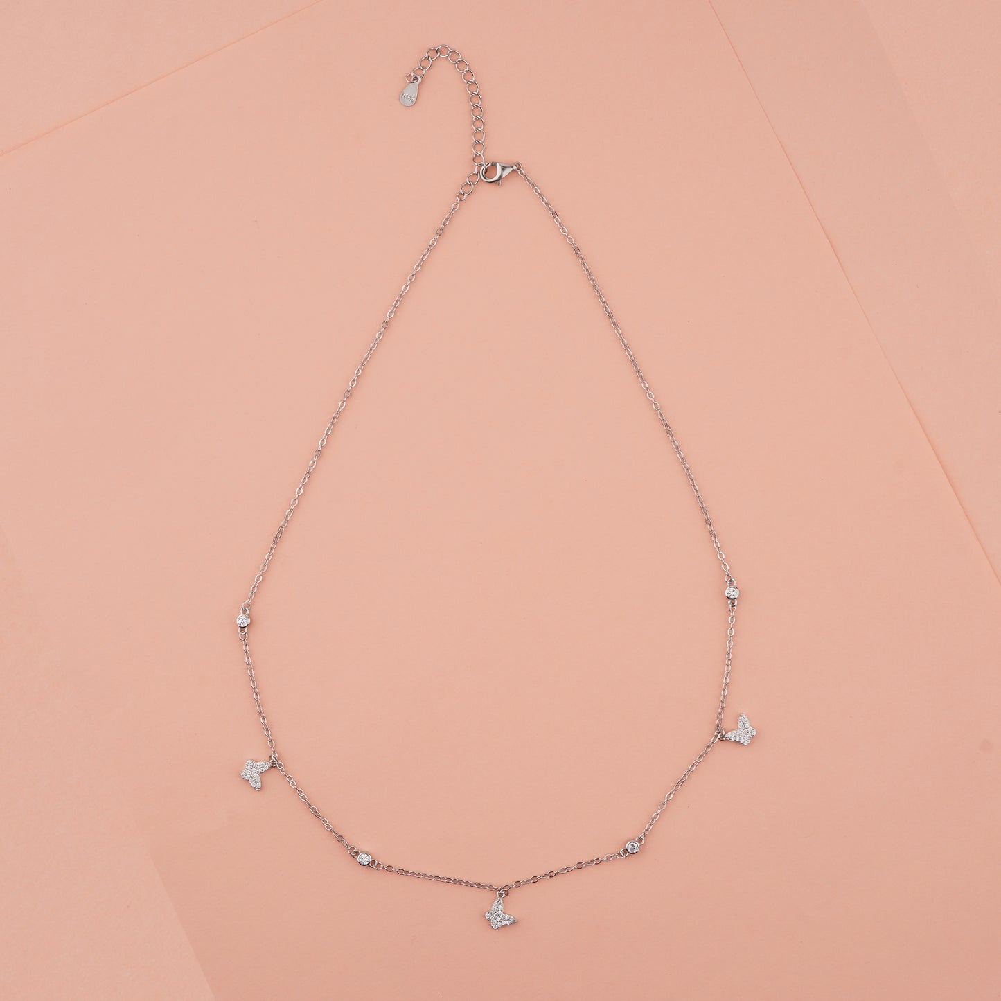 925 Starling Silver Butterfly Daimond Necklace