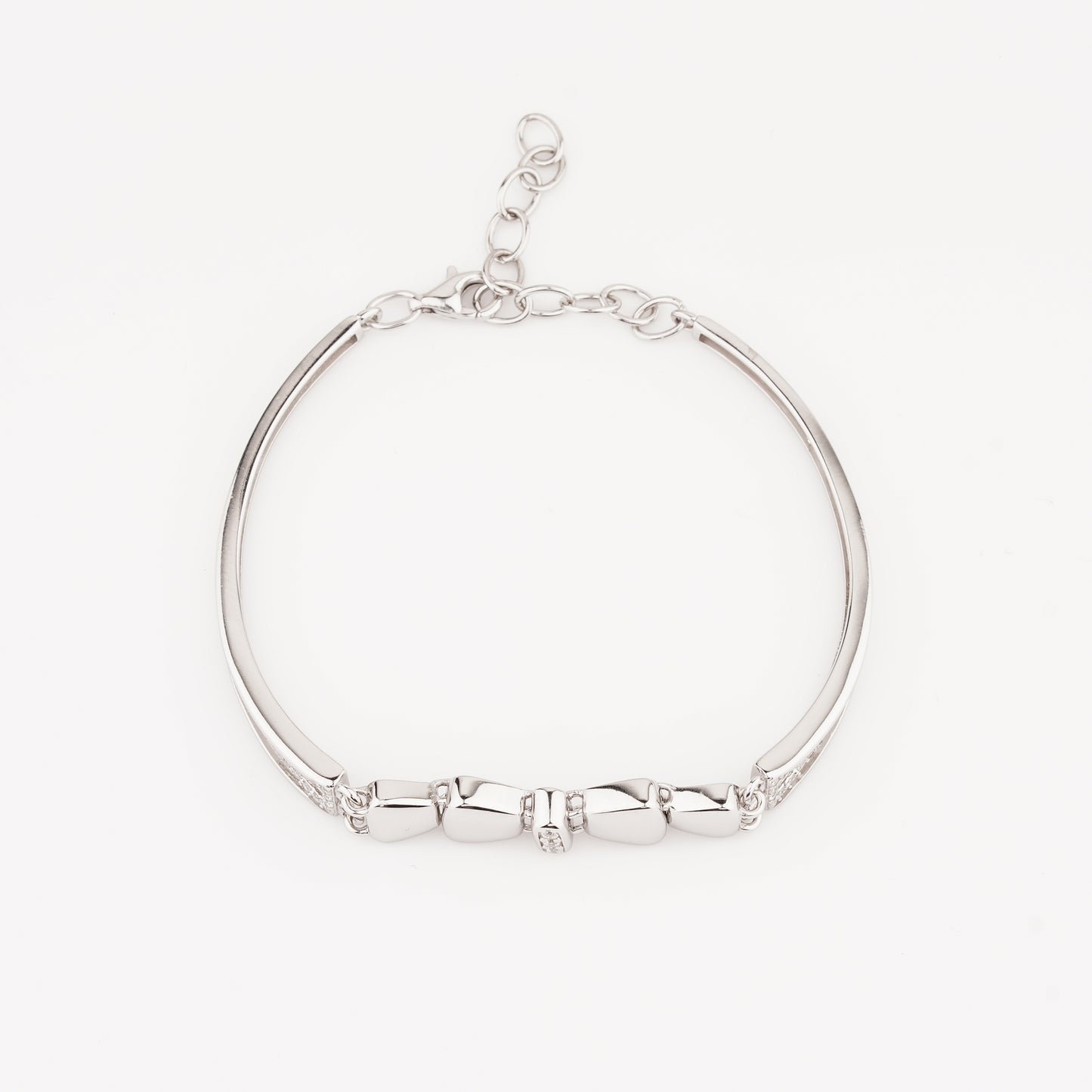 925 Starling Silver Bow-Tye Adjustable Ladies Kada Bracelet