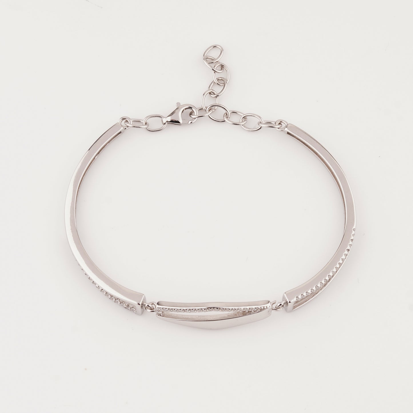 925 Sterling Silver Half Mate Theta Adjustable Ladies Kada Bracelet