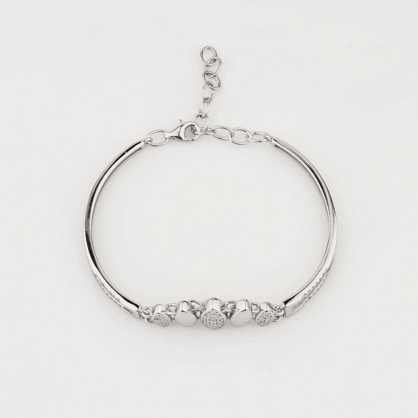 925 Starling Silver Marquise Shape Adjustable Ladies Kada Bracelet