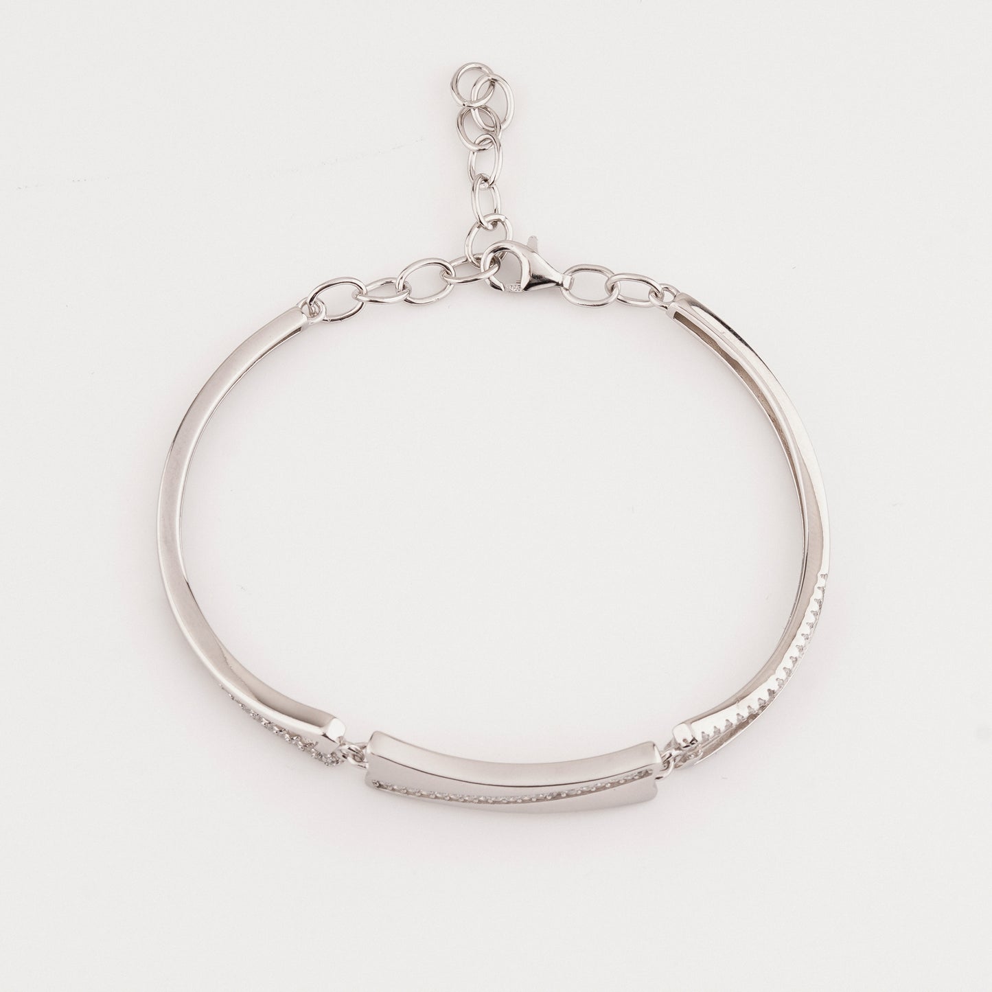 925 Starling Silver Square Bar Adjustable Ladies Kada Bracelet