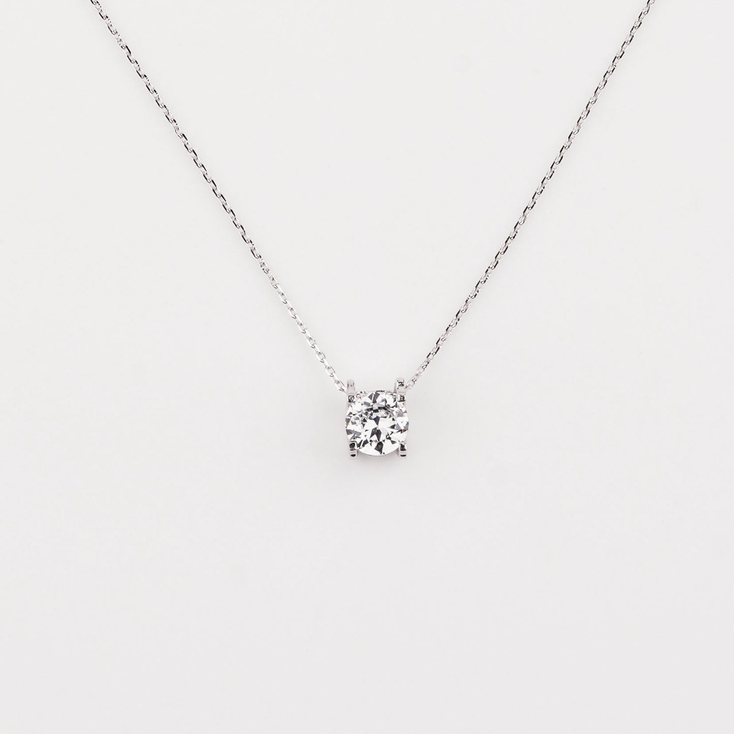 925 Starling Silver Singal Stone Solitar Necklace