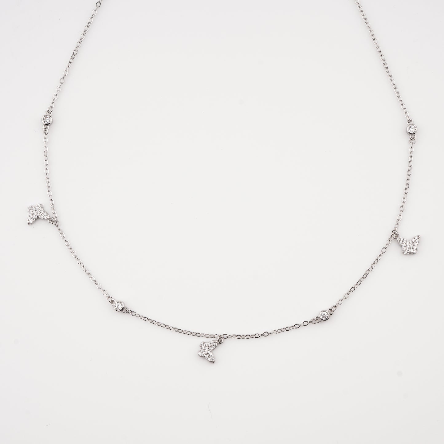 925 Starling Silver Butterfly Daimond Necklace