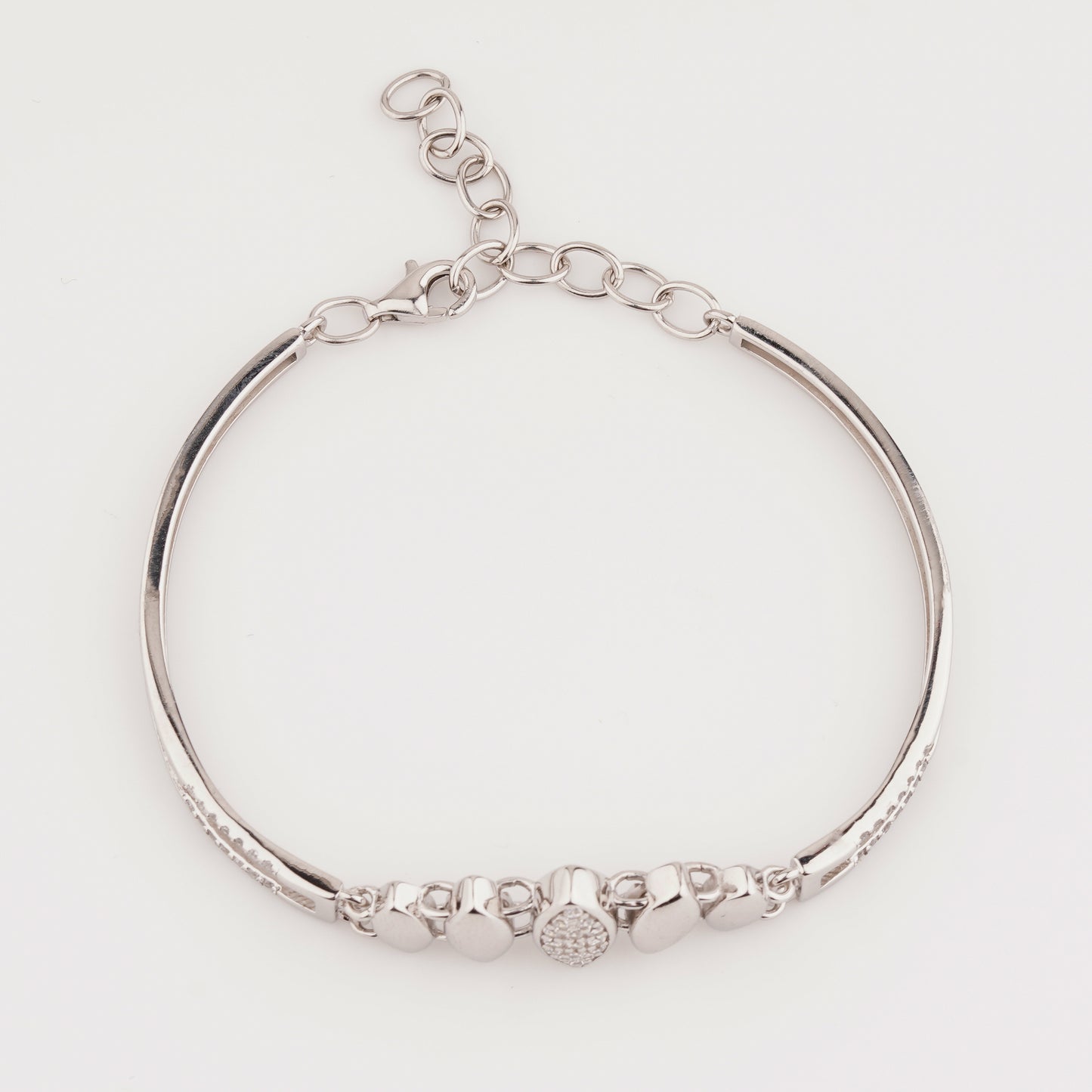 925 Sterling Silver Marquise Shape Adjustable Ladies Kada Bracelet