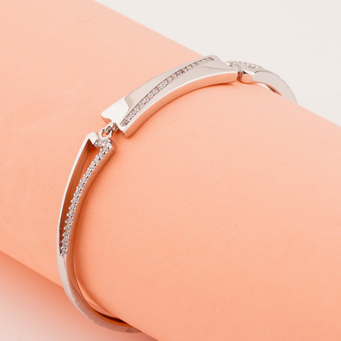 925 Starling Silver Square Bar Adjustable Ladies Kada Bracelet