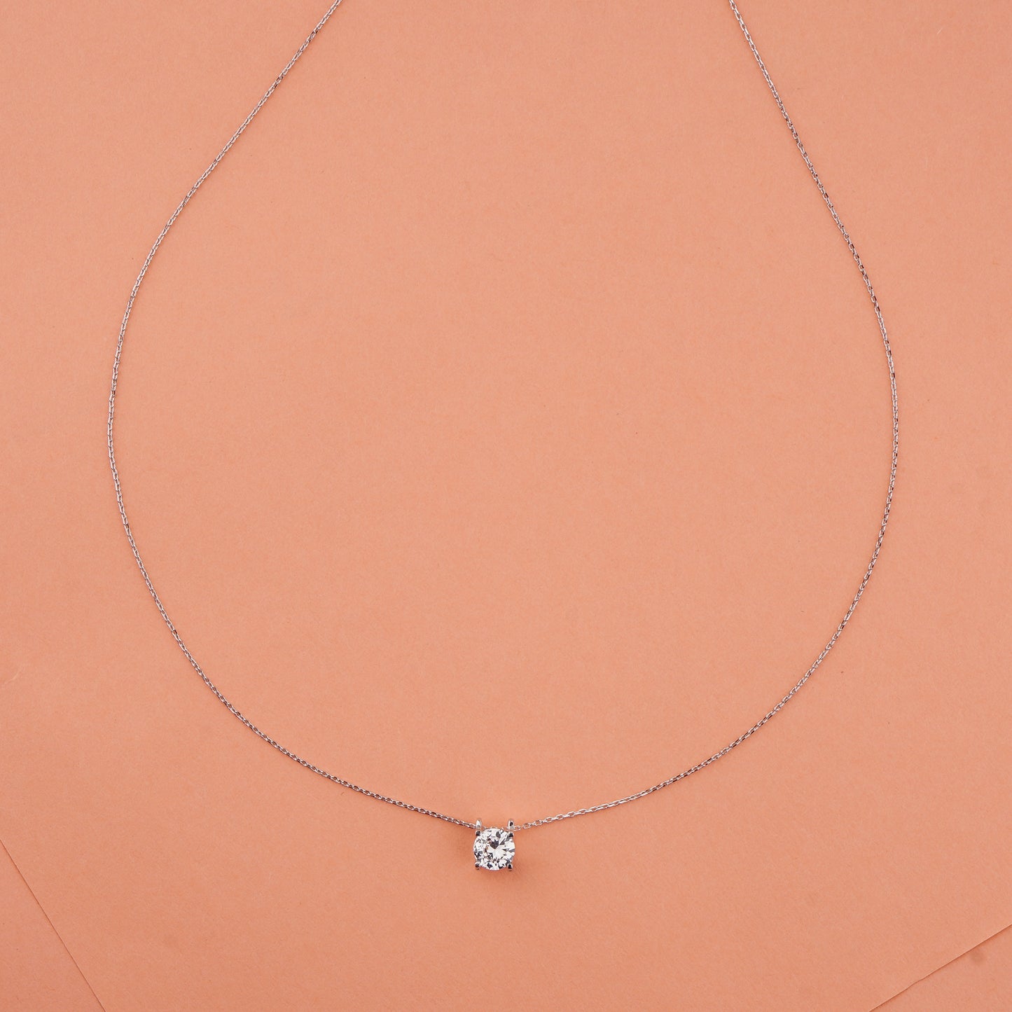 925 Starling Silver Singal Stone Solitar Necklace
