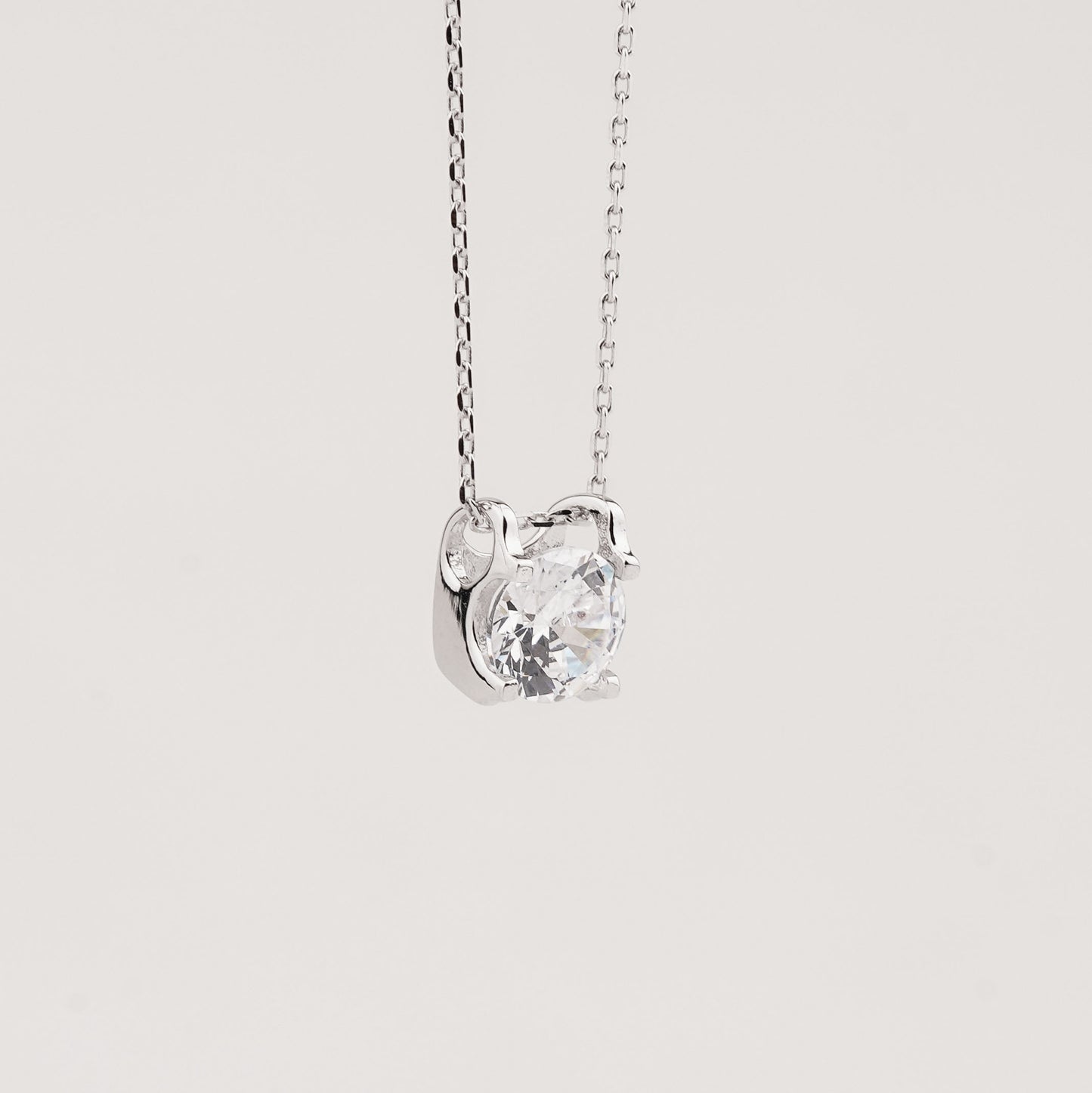 925 Starling Silver Singal Stone Solitar Necklace