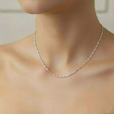 Italian 925 Sterling Silver Ball & Cylinder Bead Chain Necklace| BJCH-01