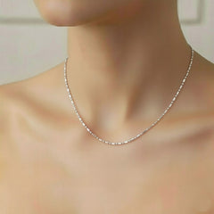 925 Sterling Silver Bar and Ball Chain, Classic Minimalist Design, Women's Jewelry | BJCH-01