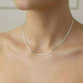 Italian 925 Sterling Silver Slim Herringbone Flat Snake Chain | BJCH-03