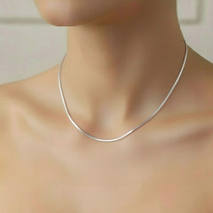 Italian 925 Sterling Silver Slim Herringbone Flat Snake Chain | BJCH-03