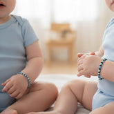 925 Starling Silver Handcrafted Beaded Kids Nazariya, Navy Blue and Light Blue Glass Beads, Summer Beach Jewelry | BJKDNJ-01