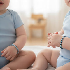 925 Starling Silver Handcrafted Beaded Kids Nazariya, Navy Blue and Light Blue Glass Beads, Summer Beach Jewelry | BJKDNJ-01