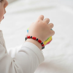 925 Starling Silver Handcrafted Red and Black Beaded Kids Nazariya, Glass Beads, Statement Jewelry for Women | BJKDNJ-08