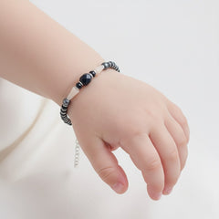 925 Starling Silver Handcrafted Navy Blue and White Beaded Kids Nazariya | BJKDNJ-018