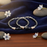 925 Starling Silver Handcrafted Navy Blue and White Beaded Kids Nazariya | BJKDNJ-018