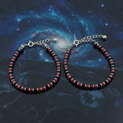 925 Starling Silver Handcrafted Red and Black Crystal Beaded Kids Nazariya, Glass Beads Jewelry for Kids | BJKDNJ-010