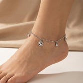 925 Starling Silver Chain Anklet with Star Charms and Beads, Adjustable Clasp | BJAK-0001