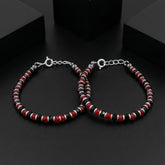 925 Starling Silver Handcrafted Red and Black Crystal Beaded Kids Nazariya, Glass Beads Jewelry for Kids | BJKDNJ-010