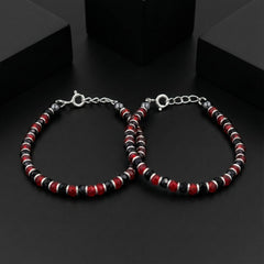 925 Starling Silver Handcrafted Red and Black Crystal Beaded Kids Nazariya, Glass Beads Jewelry for Kids | BJKDNJ-010