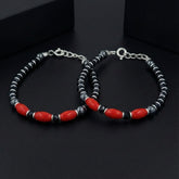 925 Starling Silver Handcrafted Red and Black Beaded Kids Nazariya, Glass Beads, Statement Jewelry for Women | BJKDNJ-08