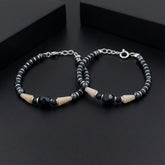 925 Starling Silver Handcrafted Navy Blue and White Beaded Kids Nazariya | BJKDNJ-018