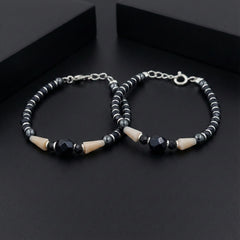 925 Starling Silver Handcrafted Navy Blue and White Beaded Kids Nazariya | BJKDNJ-018