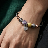 925 Sterling Silver Multi-Charm Bangle Bracelet