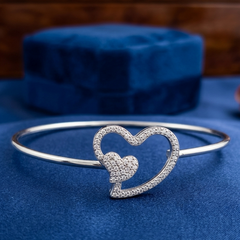 Eternal Bond Double Heart Bangle – Handcrafted in 925 Sterling Silver