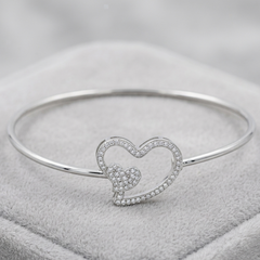 Eternal Bond Double Heart Bangle – Handcrafted in 925 Sterling Silver