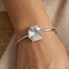 Geometric Elegance Sterling Silver 925 Cuff Bracelet