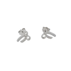 Charming Femininity: 925 Sterling Silver Sparkling Bow Ribbon Stud Earrings| BJER-023