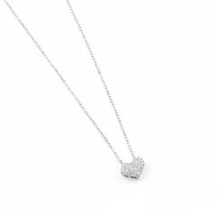 925 Sterling Silver Full Pave Heart Pendant Necklace | Premium Pure Silver Jewellery India | BJ-010