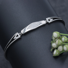 925 Sterling Silver Diamond Motif Bracelet with Cubic Zirconia | Elegant Women’s Jewelry | BJBR-064