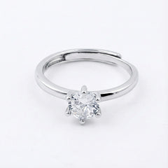 925 Sterling Silver Solitaire Ring with Cubic Zirconia Stone, Classic Engagement Style, Minimalist Design | BJLR-0014