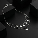 925 Sterling Silver Star Charm Double Layer Anklet for Women | Minimal Elegant Design | Adjustable Chain | BJAK-0009