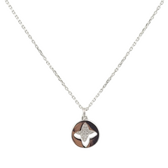 925 Sterling Silver Four-Point Star Cutout Disc Pendant Necklace | Premium Pure Silver Jewellery India | BJ-011