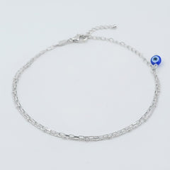 925 Sterling Silver Evil Eye Protection Bracelate with Blue Glass Bead, Delicate Chain Pendant, Traditional Amulet Jewelry| Gifts for Women & Girls & Girlfriend |Wedding and Christmas Gifts | BJBR-046