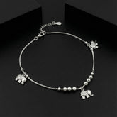 925 Starling Silver Elephant Charm Anklet with Bead Detailing | Adjustable Anklet for Women & Girls | BJAK-0013
