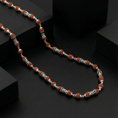 Elite 925 Sterling Silver Rudraksha Mala – Handcrafted Hourglass Filigree Chain | BJRDXMLA-04