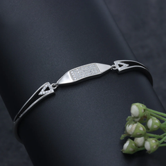 925 Starling Silver Elegant Geometric Bracelet – Modern Bar & Triangle Accent Bangle with Adjustable Size | BJBR-062