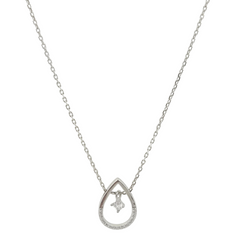 925 Sterling Silver Dancing Stone Teardrop Necklace | Minimalist Floating Zirconia Pendant| BJ-016
