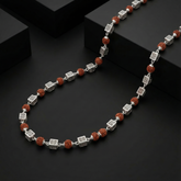 Silver Rudraksha Cube Bead Mala | Handcrafted Spiritual Jewellery | BJRDXMLA-06