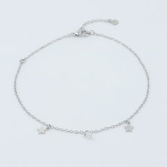 925 Delicate Sterling Silver Star Charm Bracelate, Adjustable Chain Link Design with Crystal Accent| Gifts for Women & Girls & Girlfriend |Wedding and Christmas Gifts | BJBR-043