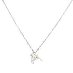 925 Sterling Silver Reindeer Necklace – Dainty Leaping Stag Animal Pendant | BJ-32