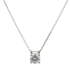 925 Sterling Silver Four-Prong Round Solitaire Pendant Necklace | Premium Pure Silver Jewellery India | BJ-08