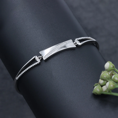 925 Sterling Silver Diagonal CZ Bar Bracelet | Modern Minimal Elegance | BJBR-060
